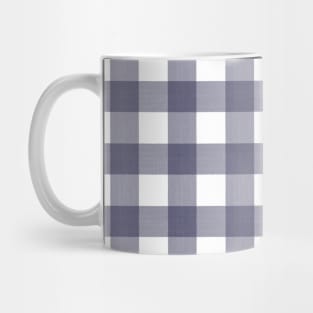 Hand-Drawn Blue Gingham Small Check Pattern On White Mug